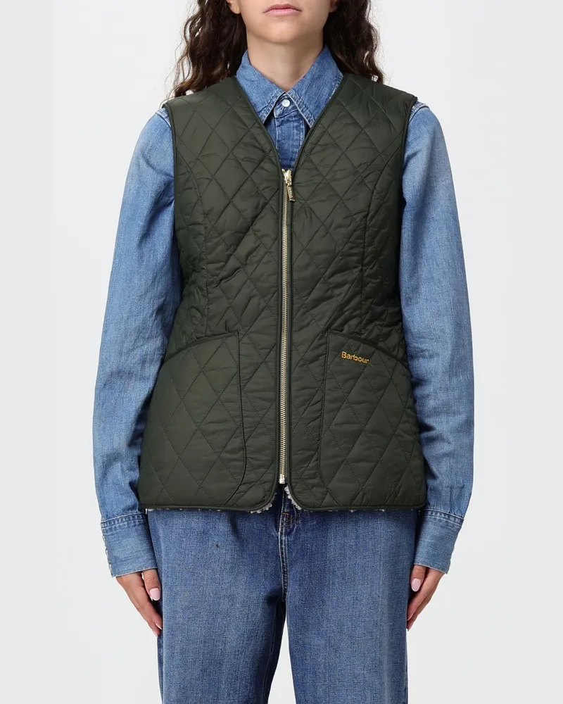 Barbour Weste Markenfield aus gestepptem Nylon, wendbar und mit Reißverschluss Olive
