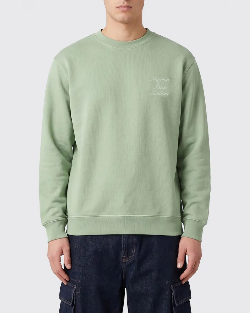 Drôle de Monsieur Rundhals-Sweatshirt aus Baumwolle mit Slogan Grün