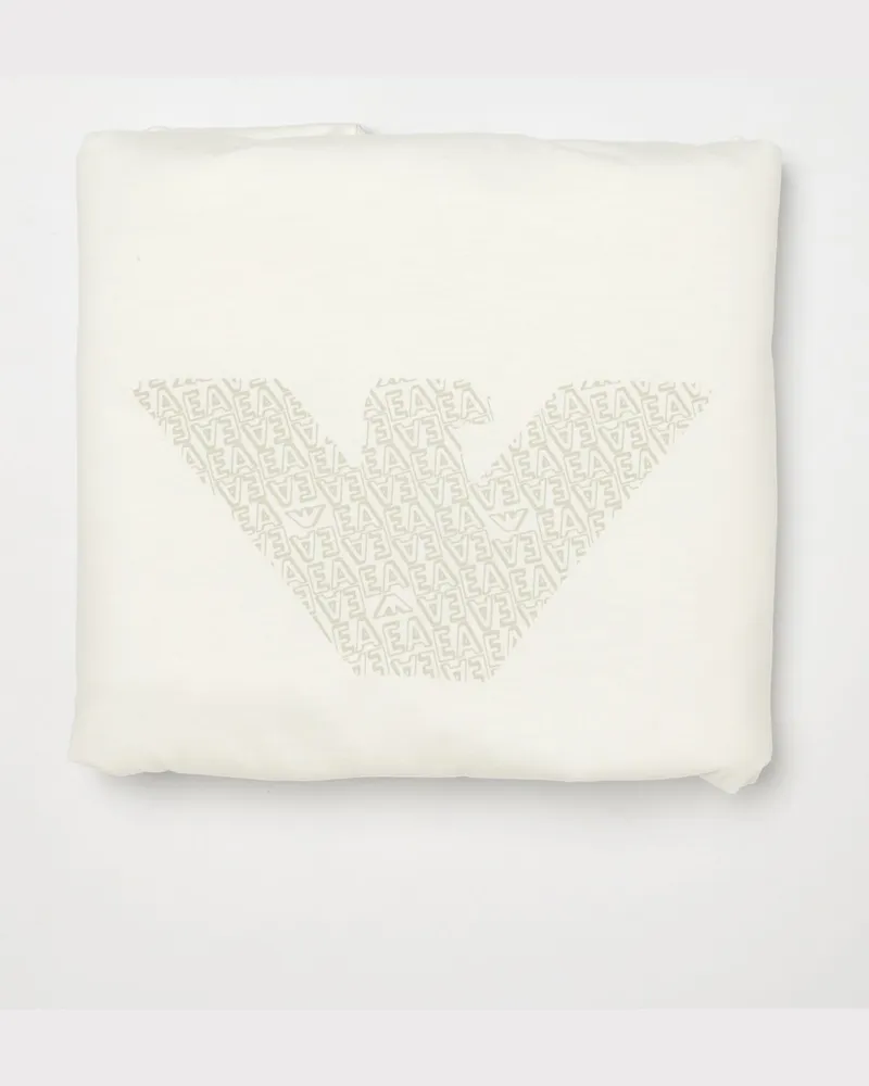 Emporio Armani Baumwolldecke mit Adler-Print Weiss