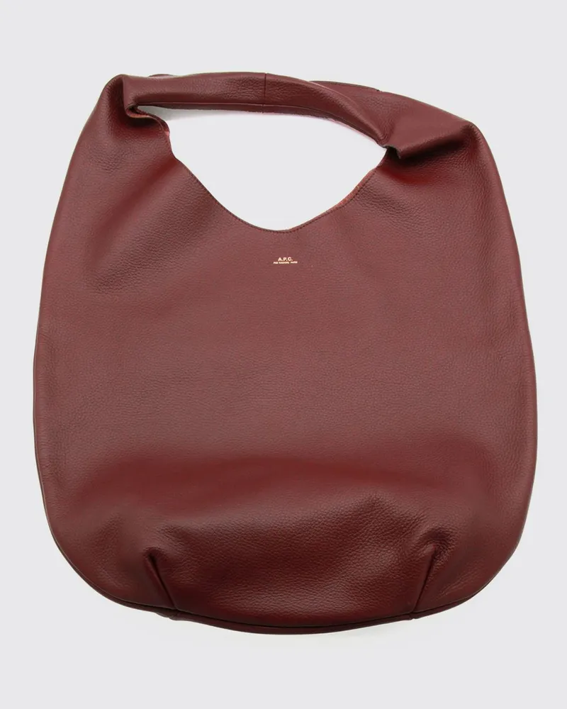 A.P.C. Große Schultertasche Le Neige aus genarbtem Leder mit laminiertem Logo Weinrot
