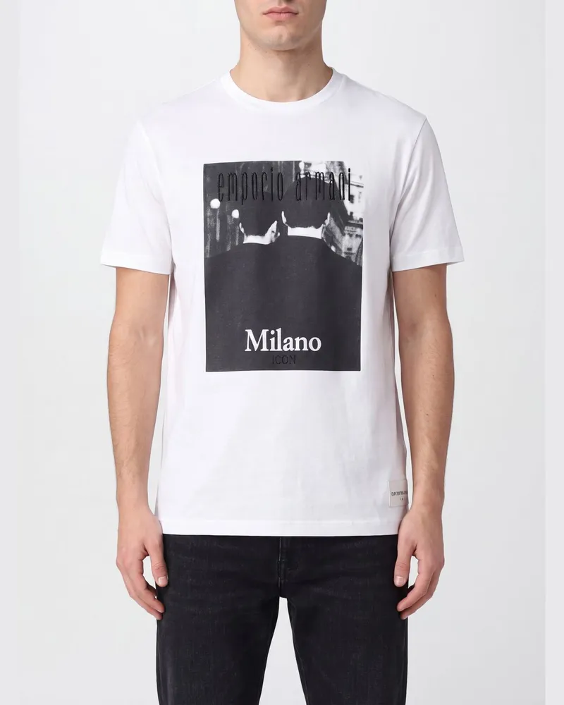 Emporio Armani Baumwoll-T-Shirt mit Grafikdruck und Kontrastlogo Weiß