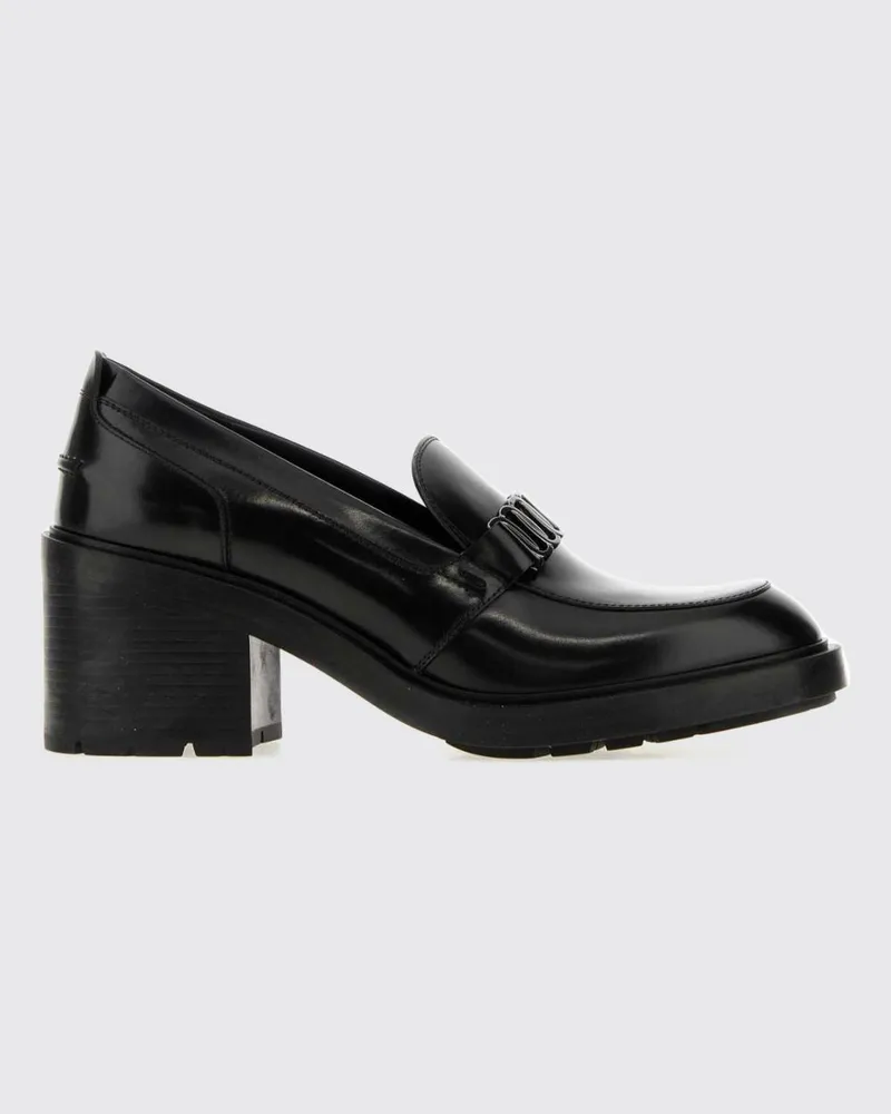 Ferragamo Vara Penny Loafers aus gebürstetem Leder mit mittlerem Absatz Schwarz