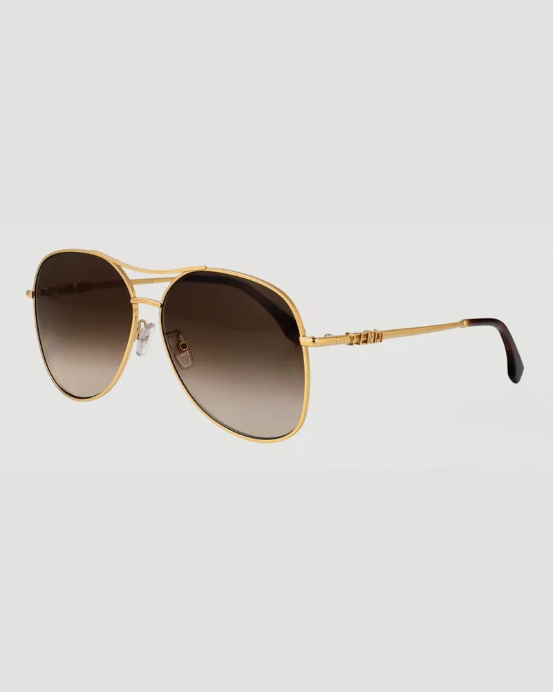 Fendi graphy Piloten-Sonnenbrille aus Metall mit Doppelsteg Braun