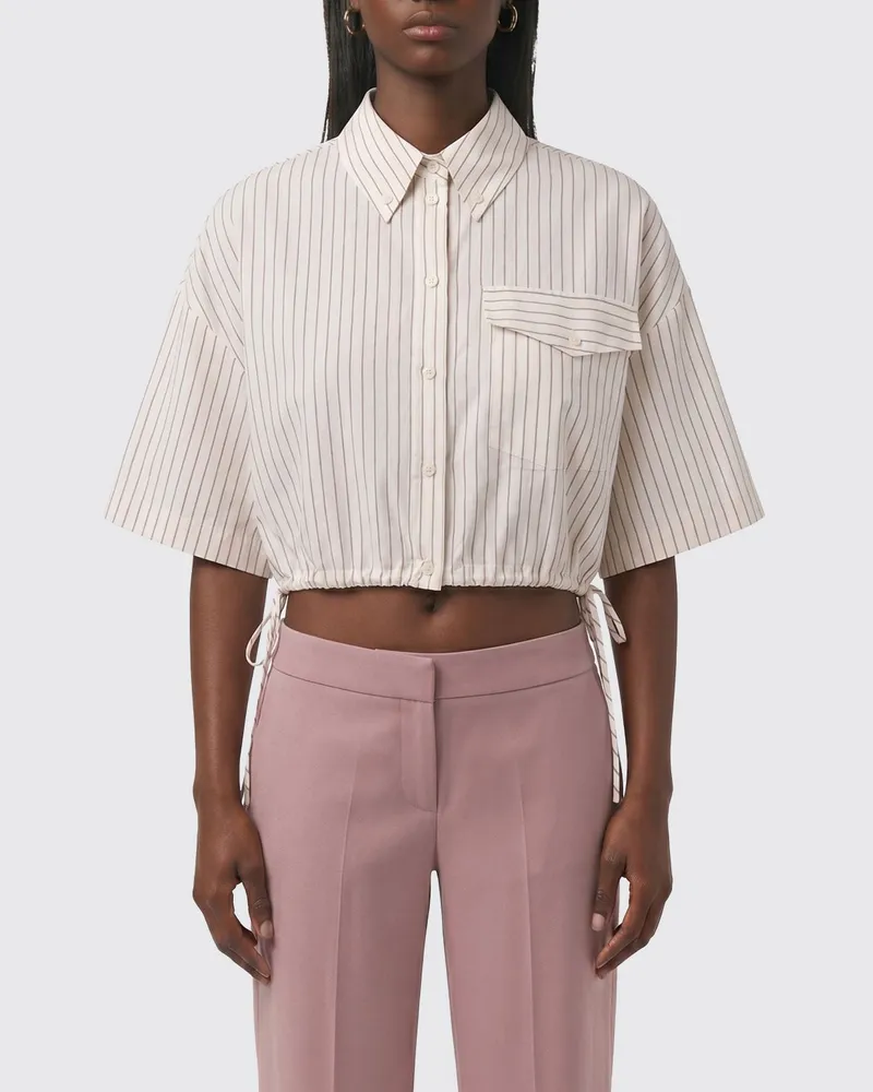 Patrizia Pepe Gestreiftes Cropped-Hemd aus Viskose-Mix Gestreift