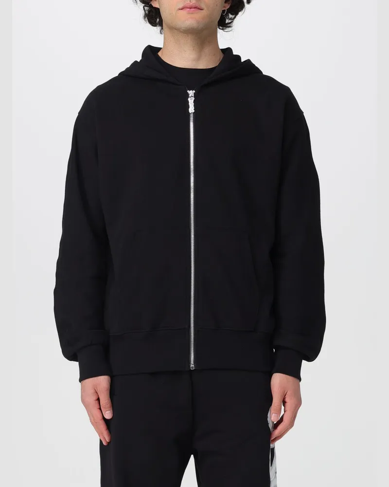 DISCLAIMER Baumwoll-Hoodie mit Reißverschluss und Logo-Print von Schwarz