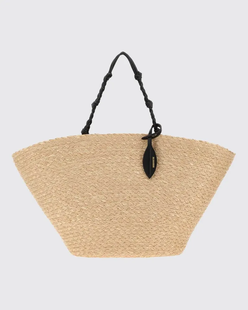 Jil Sander Große Tote-Tasche Tangle aus Bast mit geflochtenem Henkel Beige