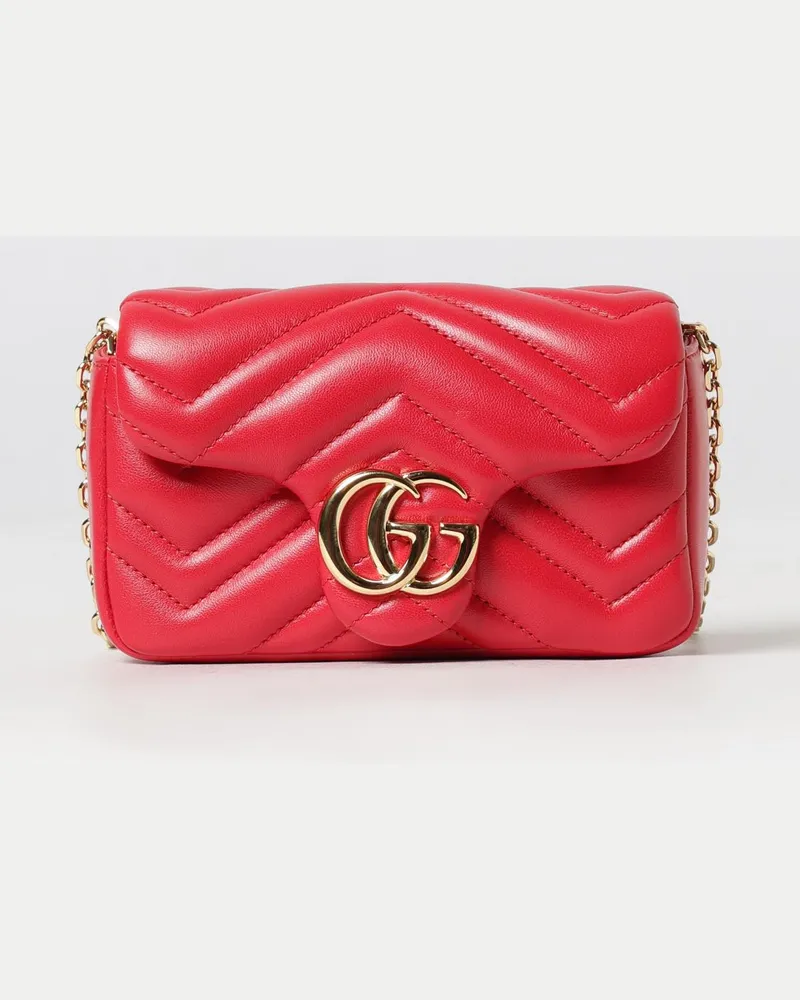 Gucci GG Marmont Mini-Schultertasche aus rotem Matelassé-Nappaleder Rot