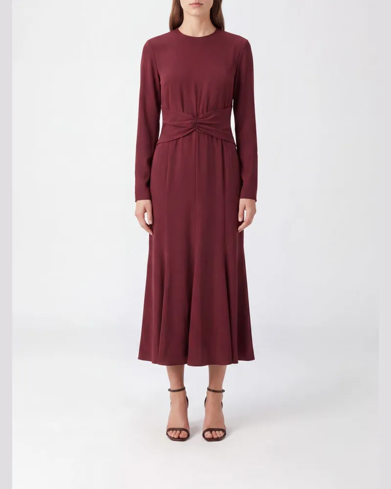 Alberta Ferretti A-Linien-Midikleid mit langen Ärmeln für Zeremonien Rot
