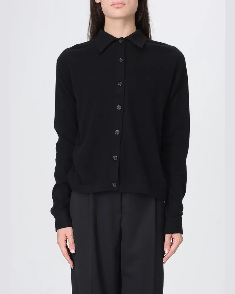 Totême Langärmliger Cardigan mit Polokragen aus reinem schwarzem Kaschmir Schwarz