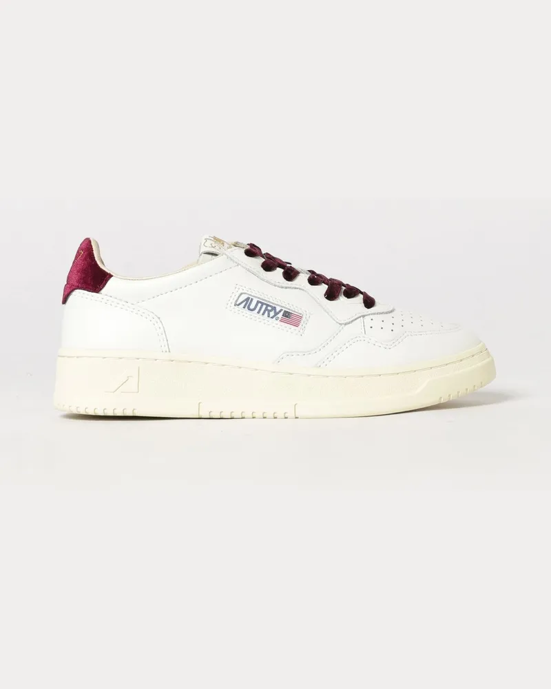 AUTRY Medalist Low Sneaker aus glattem Kalbsleder mit Kontrastdetails Burgunderrot