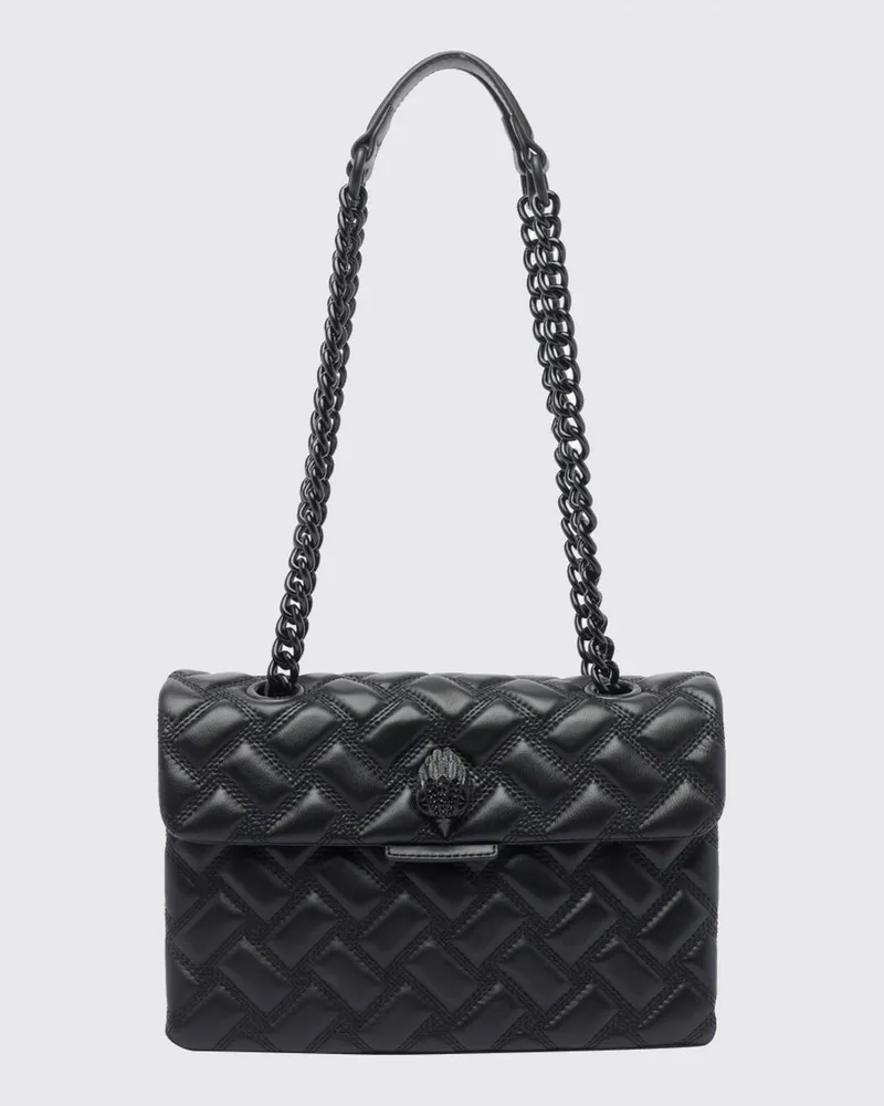Kurt Geiger Kensington Schultertasche aus schwarzem Matelassé-Kalbsleder Schwarz
