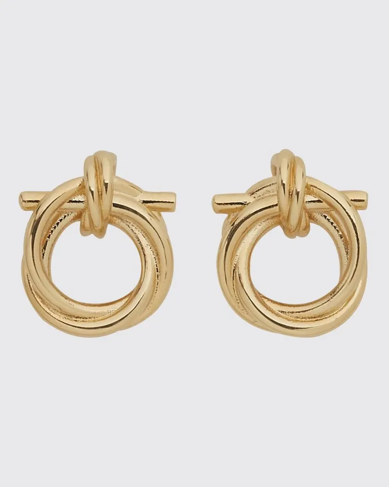 Ferragamo Gancini-Ohrstecker aus Messing mit Gold-Finish und Logo Gold