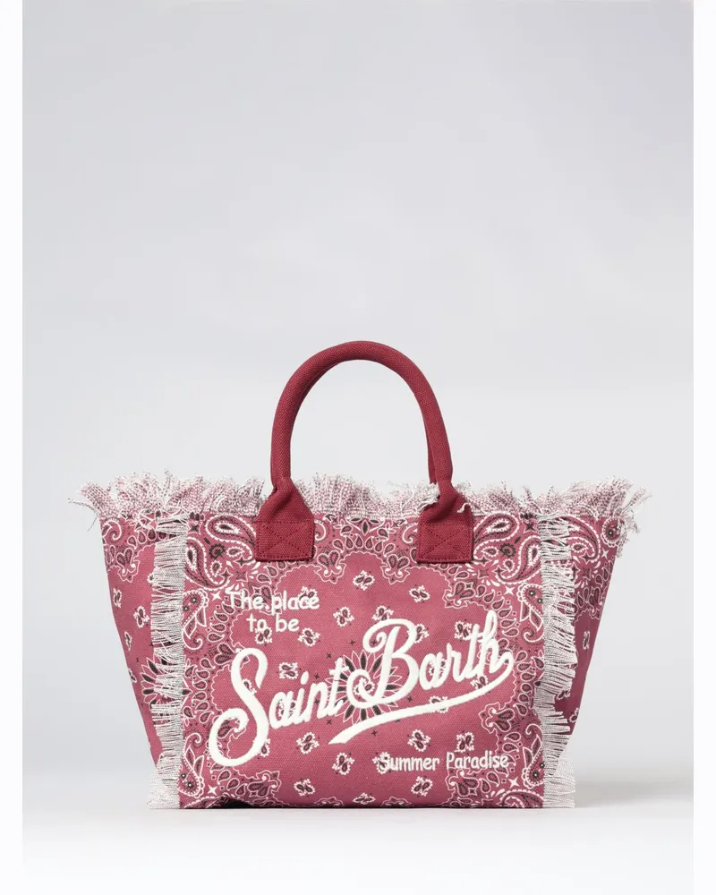 MC2 Saint Barth Vanity-Tasche aus bedruckter Baumwolle mit Logo Weinrot