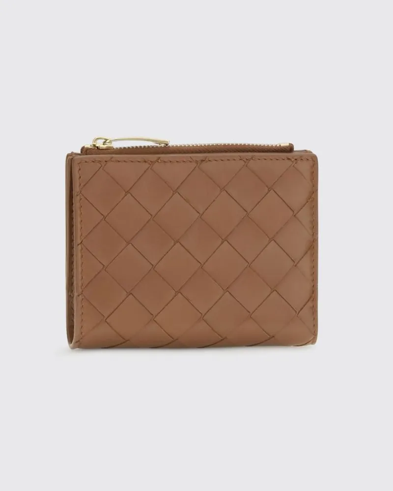 Bottega Veneta Intrecciato Kalbsleder-Bifold-Brieftasche Gold