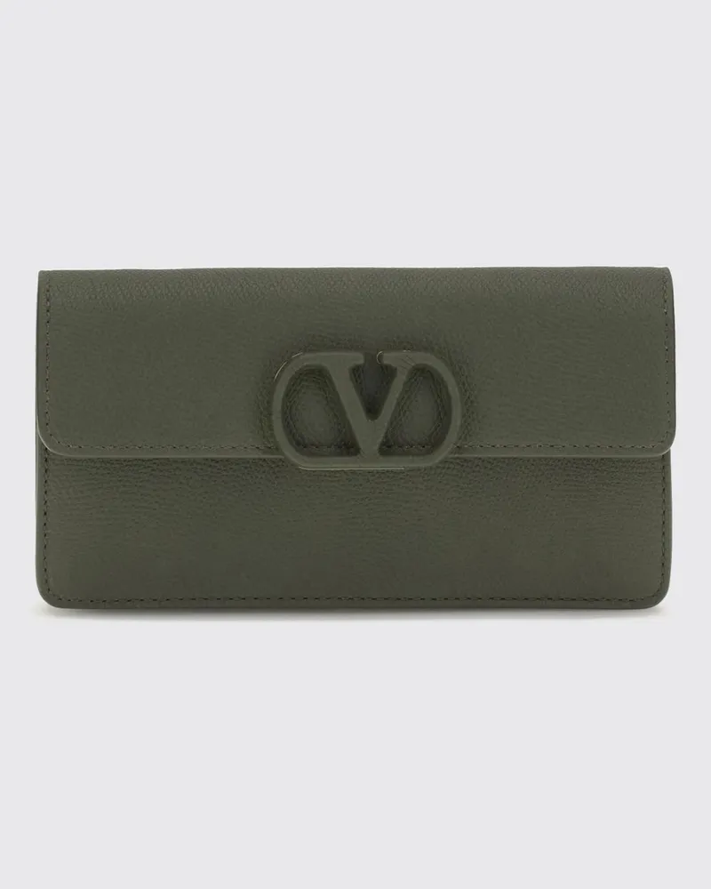 Valentino Garavani Wallet on Chain VLogo Signature aus genarbtem Kalbsleder Grün