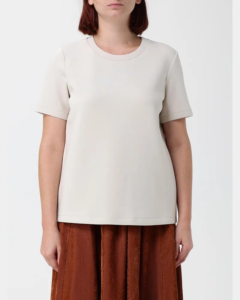 Max Mara Max Mara Nancy T-Shirt aus Scuba-Jersey mit Rundhalsausschnitt Beige
