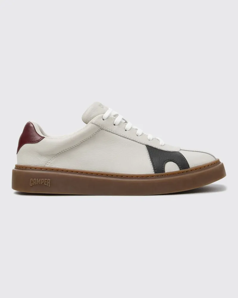 Camper Twins Low-Top-Sneakers aus Kalbsleder mit Kontrastlogo Weiß