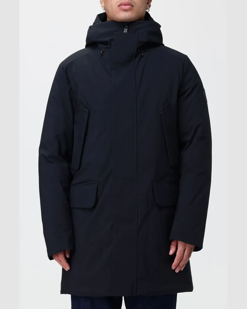 Save The Duck Knielanger Softshell-Parka von mit Kapuze und hohem Kragen Schwarz