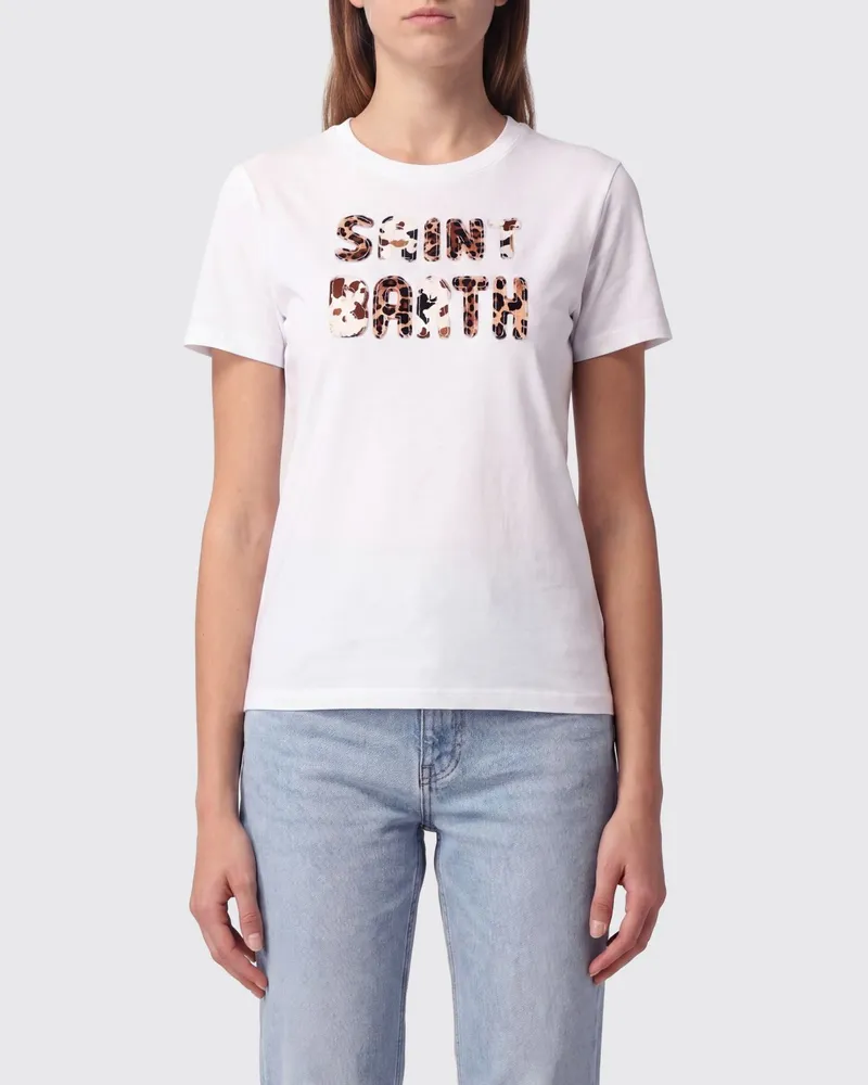 MC2 Saint Barth Baumwoll-T-Shirt mit Rundhalsausschnitt, Grafikdruck und Logo Milch