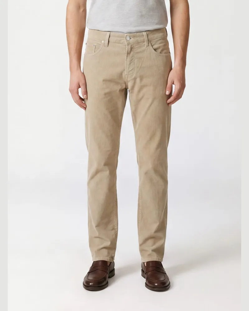Dondup Slim Fit Cordhose mit mittlerer Leibhöhe und Umschlagbündchen Beige