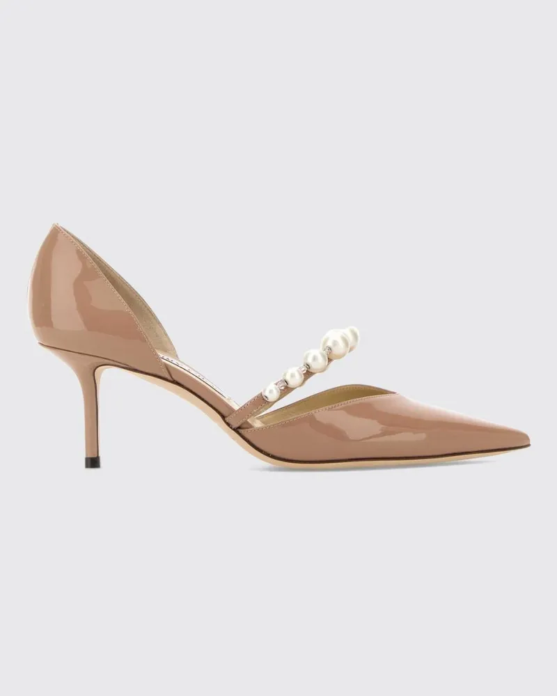 Jimmy Choo Aurelie Pumps aus Lackleder mit Perlen und Stilettoabsatz Weiss