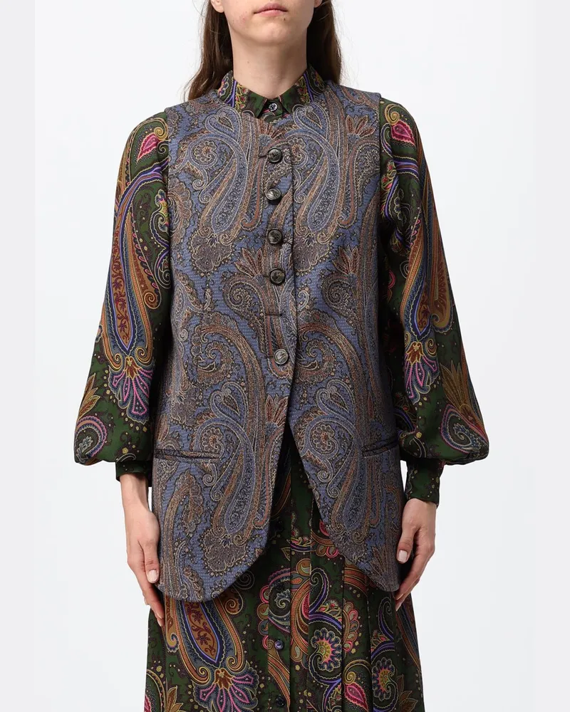 Etro Midi-Hemdblusenkleid aus Viskose mit Paisley-Print und Ballonärmeln Bunt