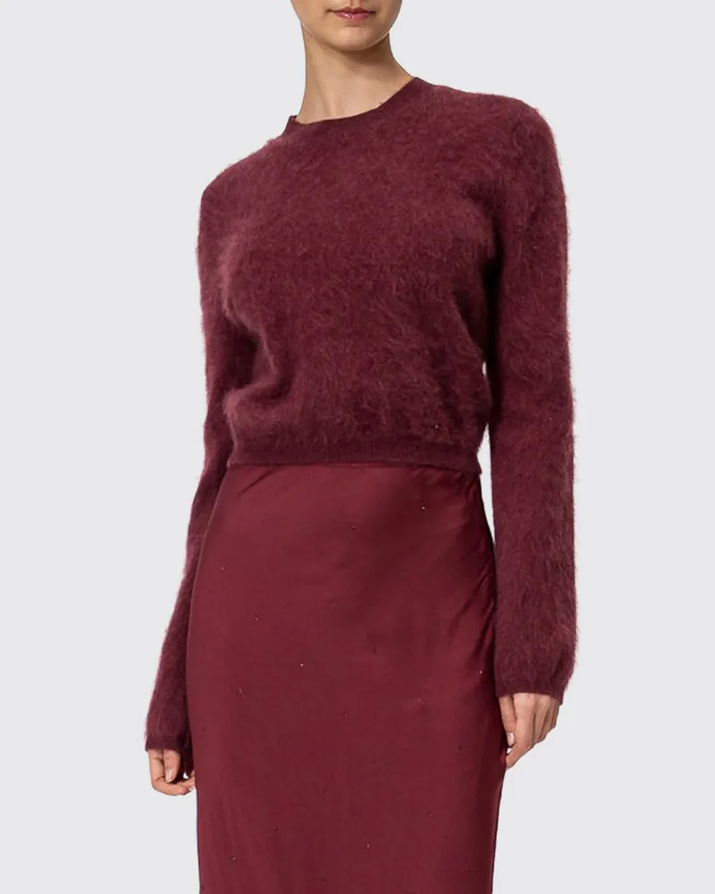 Twin-Set Pullover mit Rundhalsausschnitt aus Woll-Seide-Kaschmir-Mischung Burgunderrot
