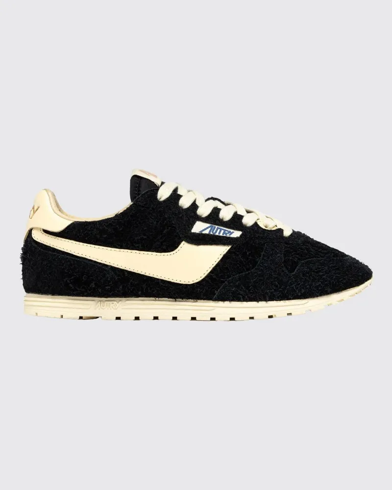AUTRY Windspin zweifarbige Low-Top-Sneaker aus Leder und Nylon Schwarz