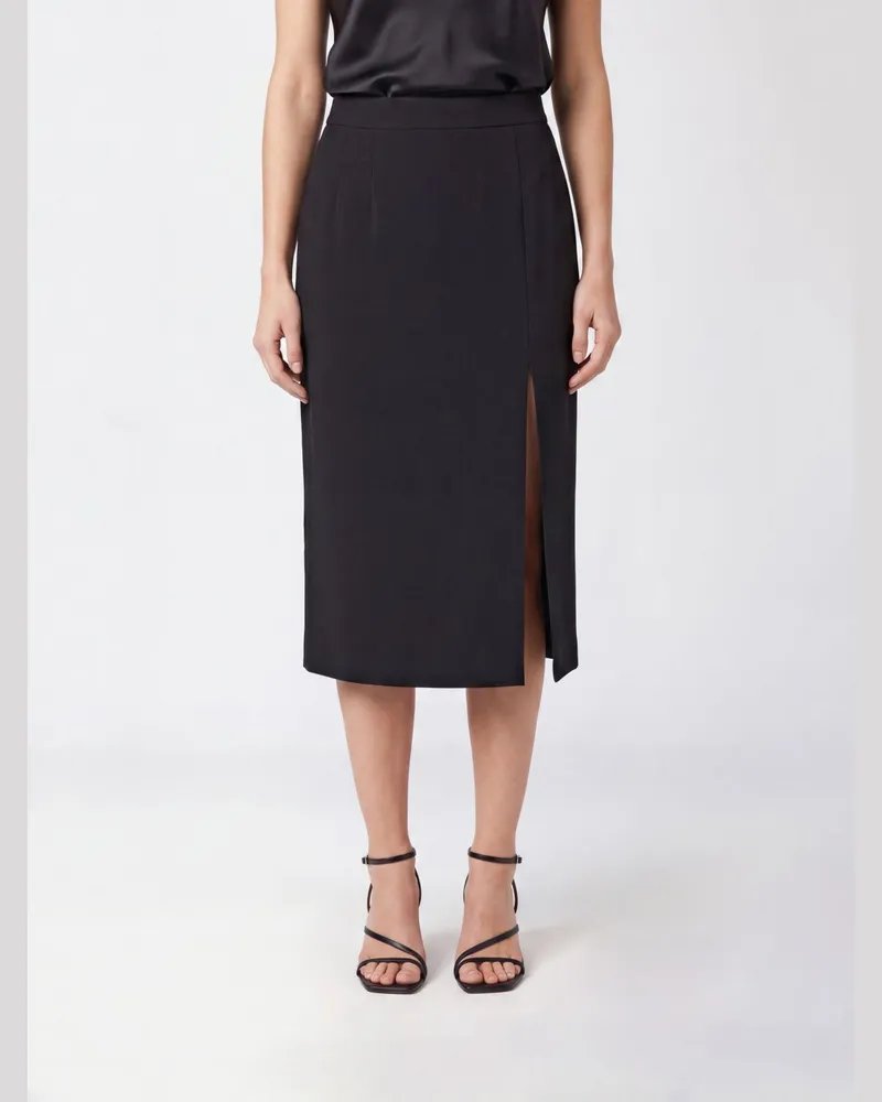 Dolce & Gabbana DOLCE  GABBANA Hoch taillierter Midi-Bleistiftrock von Dolce & Gabbana aus Schurwolle mit Schlitz Schwarz