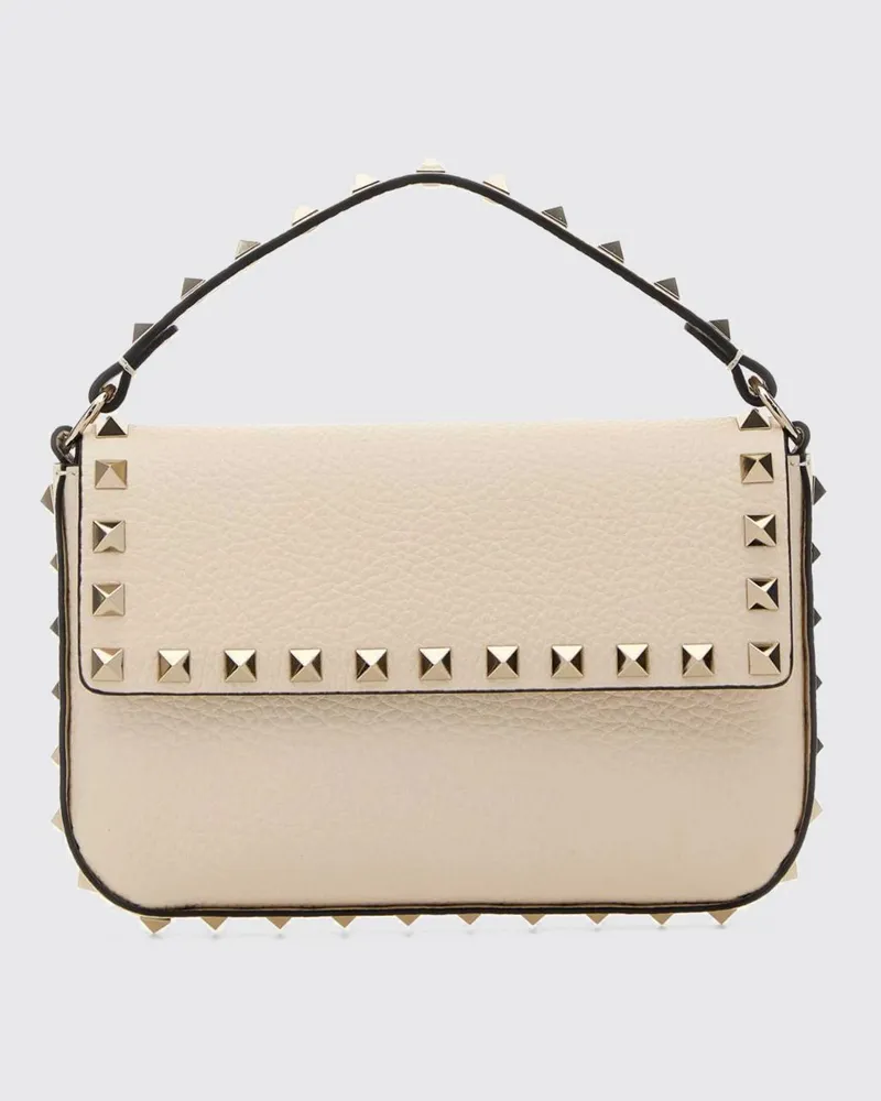 Valentino Garavani Rockstud Mini-Handtasche aus genietetem Kalbsleder Ivory