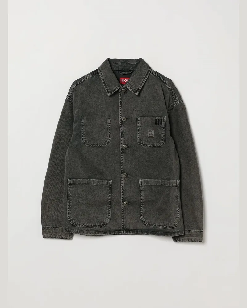 Diesel Hemdjacke für Jungen aus Baumwolldenim mit Logostickerei Blau