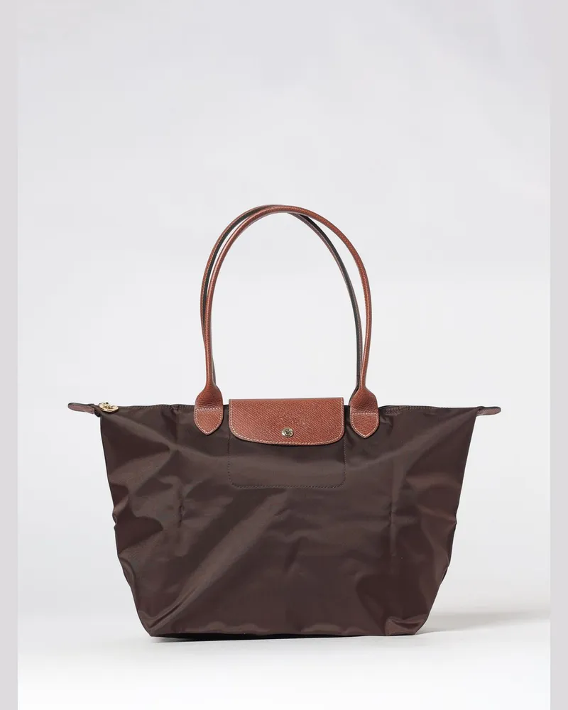 Longchamp Le Pliage Original Große Schultertasche aus recyceltem Nylon Braun