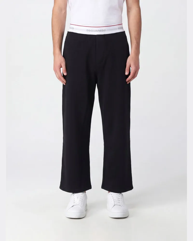 Dsquared2 Jogginghose aus Baumwolljersey mit Logo-Bund Schwarz
