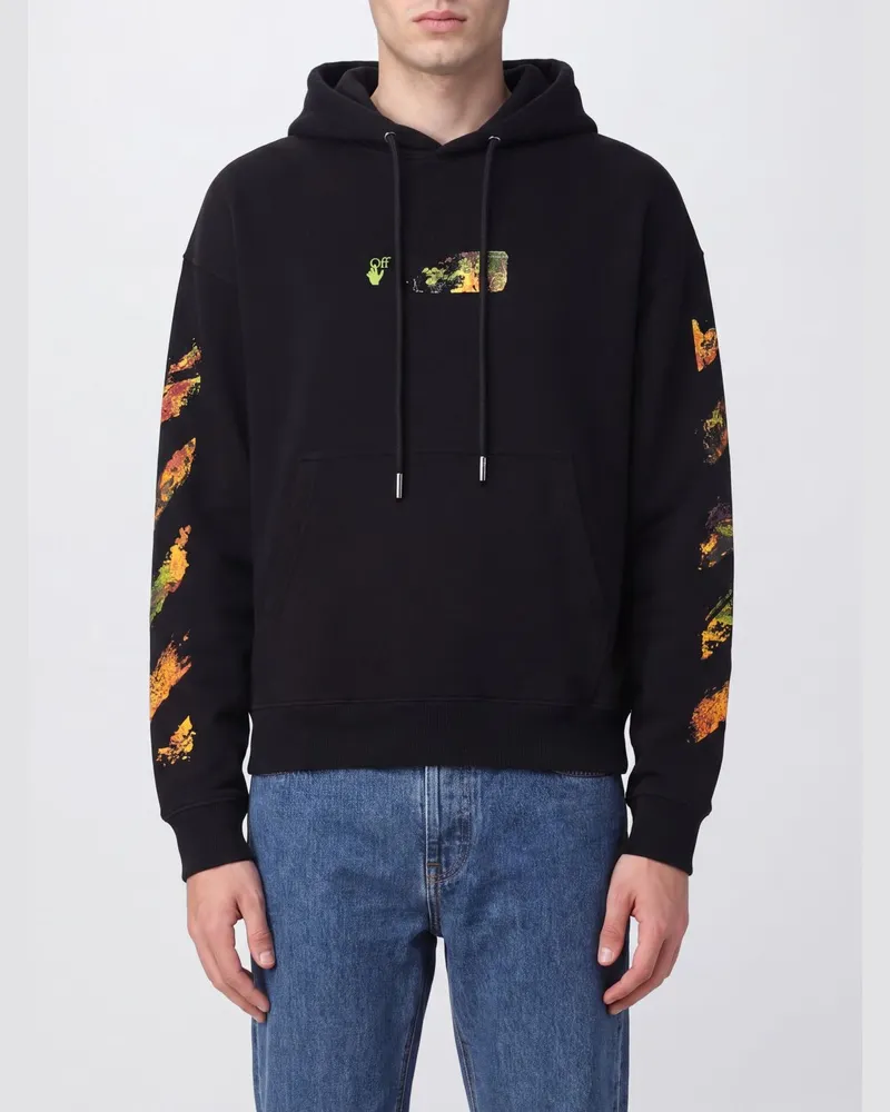 OFF-WHITE Baumwoll-Hoodie mit Arrow- und Diagonals-Logo Schwarz