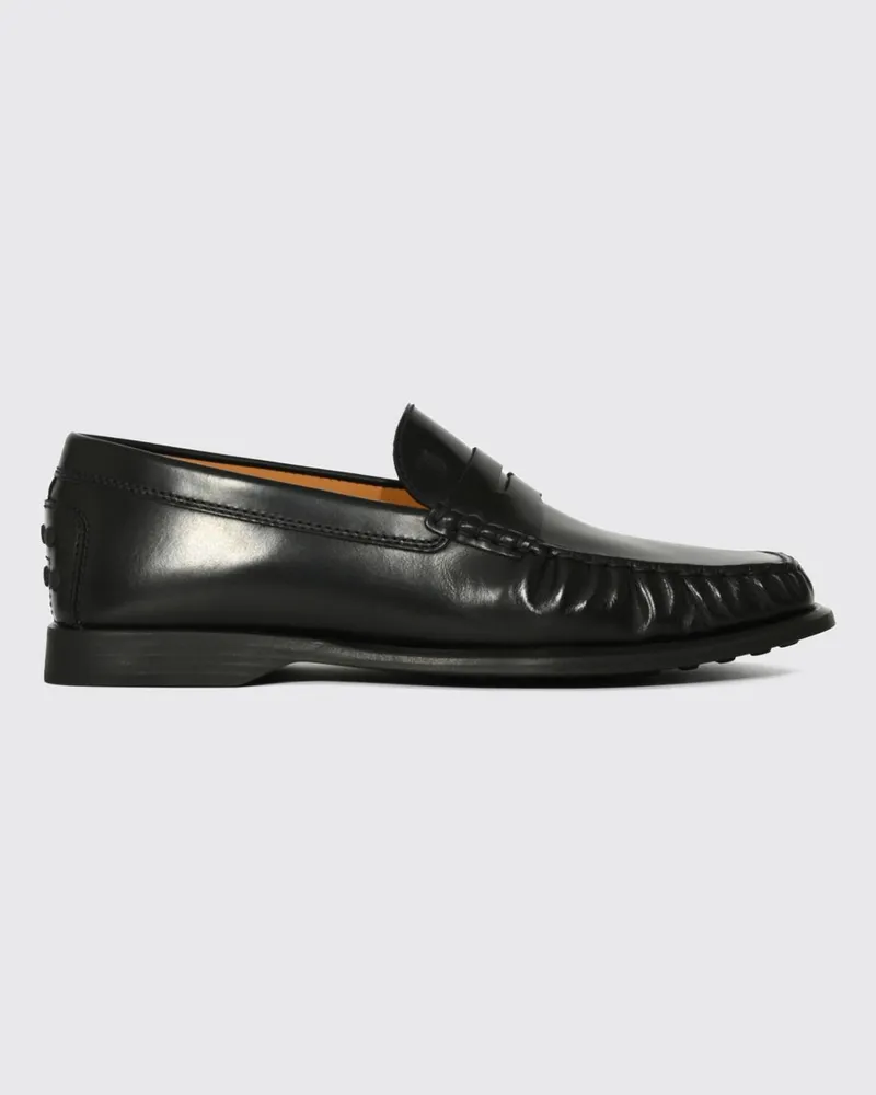 TOD'S T Timeless Penny-Loafer aus glattem Kalbsleder mit eckiger Kappe Schwarz