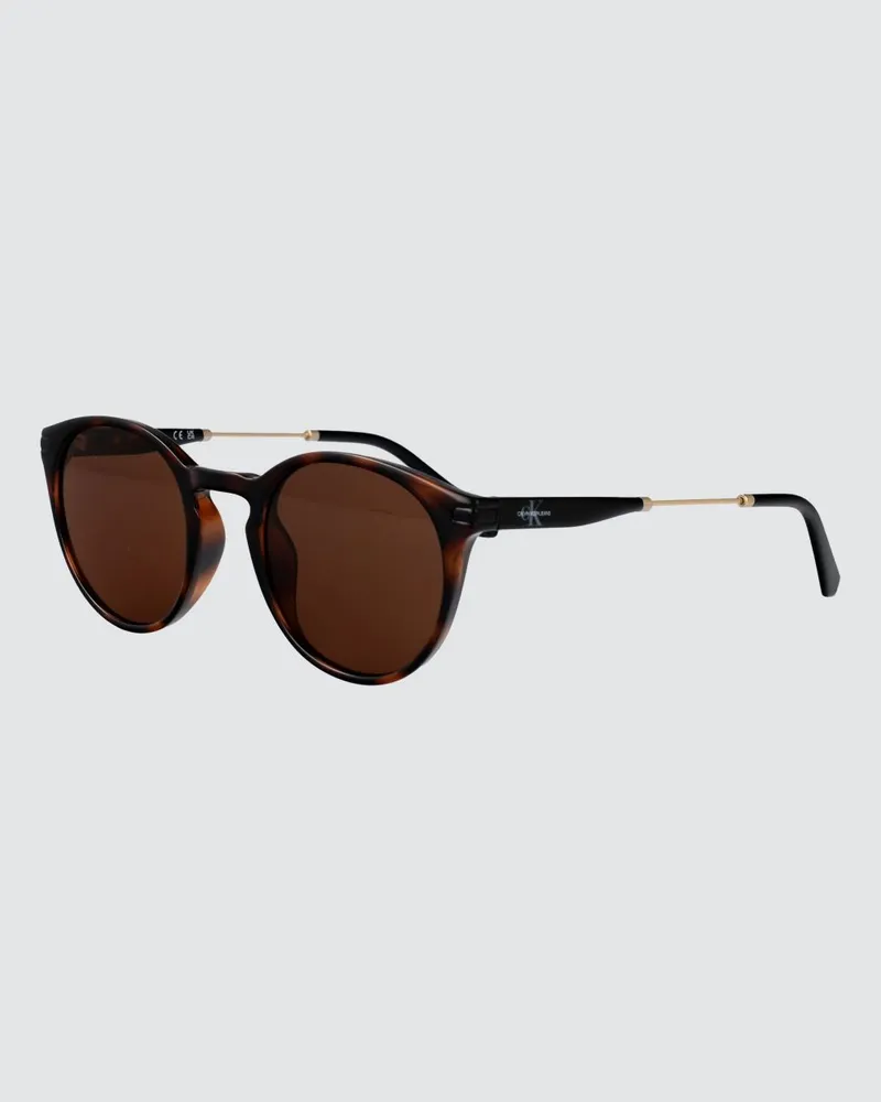 Calvin Klein Abgerundete Sonnenbrille aus Schildpatt-Acetat Braun