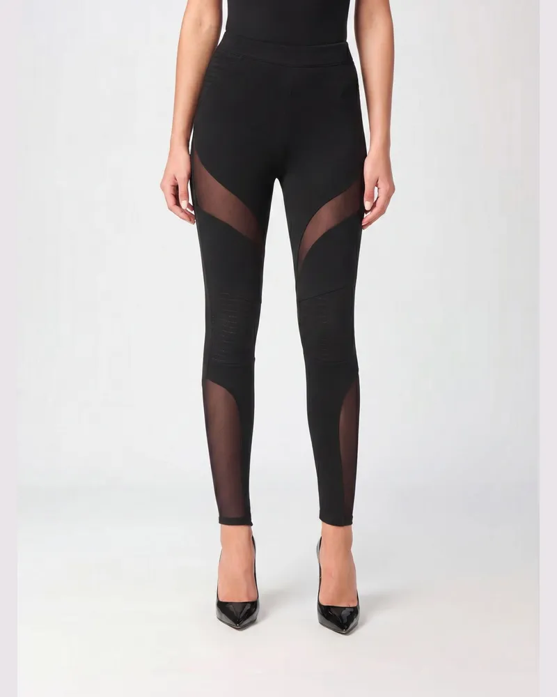 Philipp Plein Hoch taillierte Leggings aus technischem Jersey mit bestickten Details Schwarz