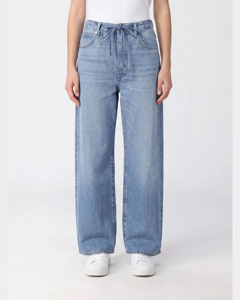 Frame Denim Baggy Jeans The Off Duty aus Baumwoll-Denim mit Kordelzug in der Taille Blau