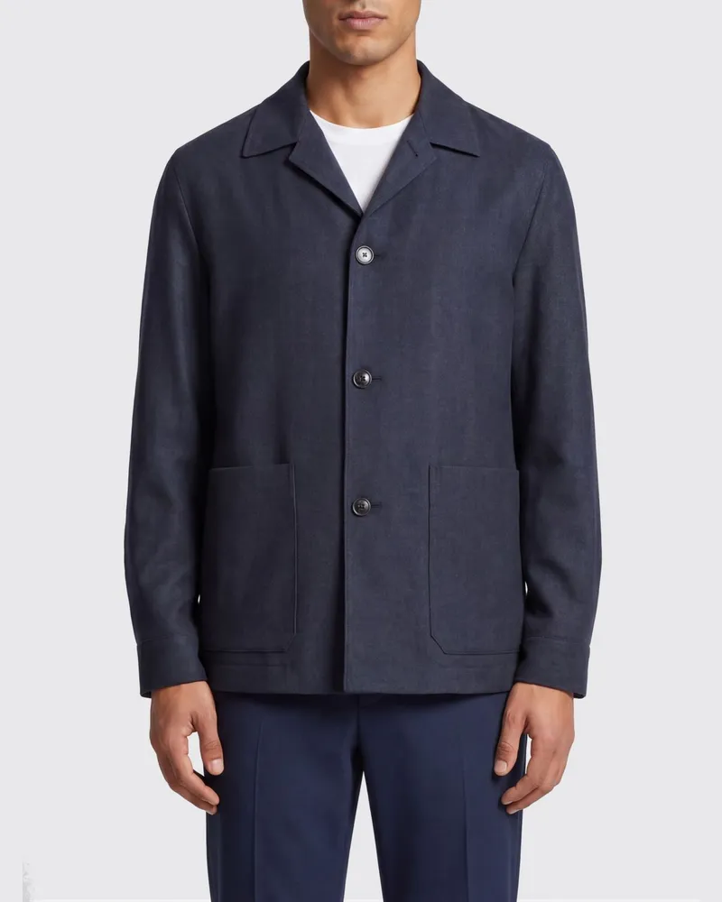 Ermenegildo Zegna Einreihiger Leinen-Woll-Blazer Blau