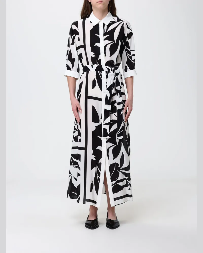 Max Mara Hemdblusenkleid aus Seide mit Blumenprint Schwarz