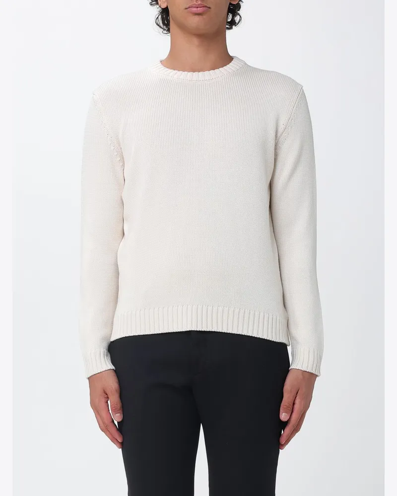 Zanone Slim Fit Pullover mit Rundhalsausschnitt aus reiner Schurwolle Milch