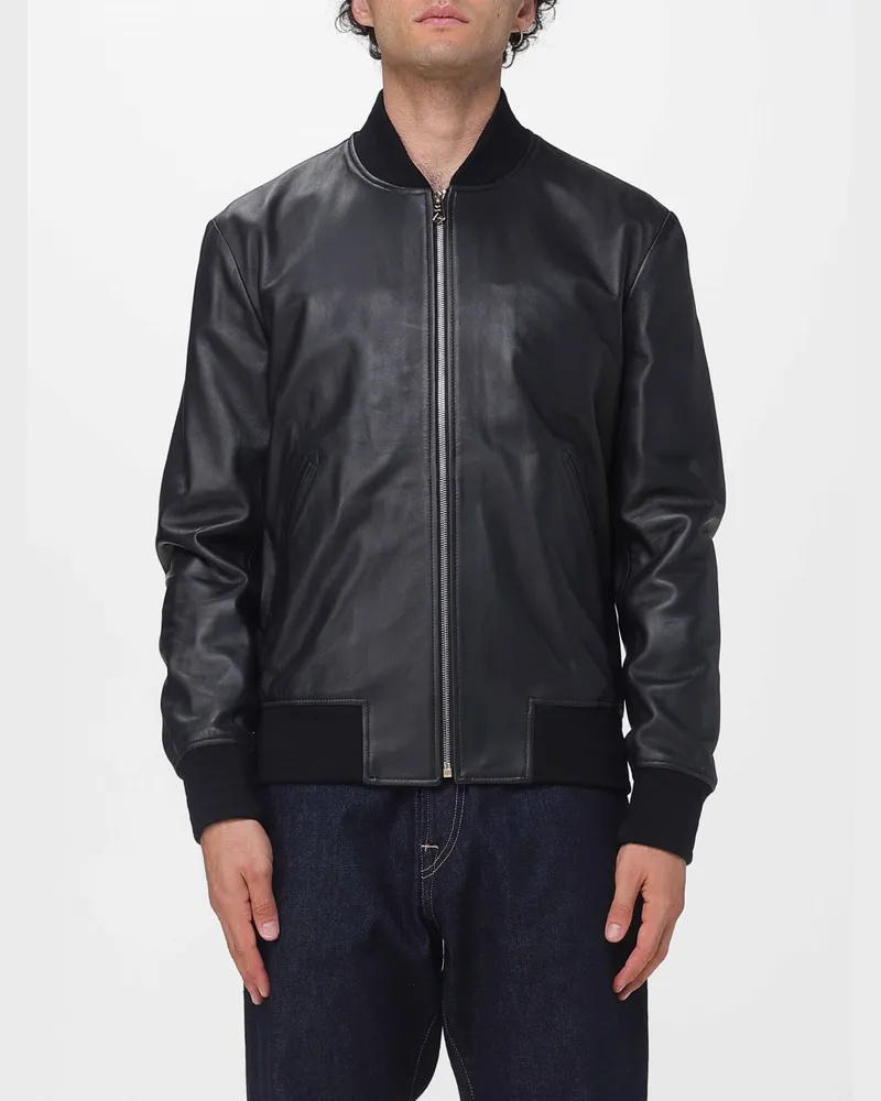 Paul Smith Bomberjacke aus glattem Lammleder mit Reißverschluss Schwarz