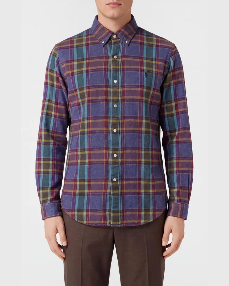 Ralph Lauren Button-Down-Hemd aus Baumwolle mit Schottenmuster Blau