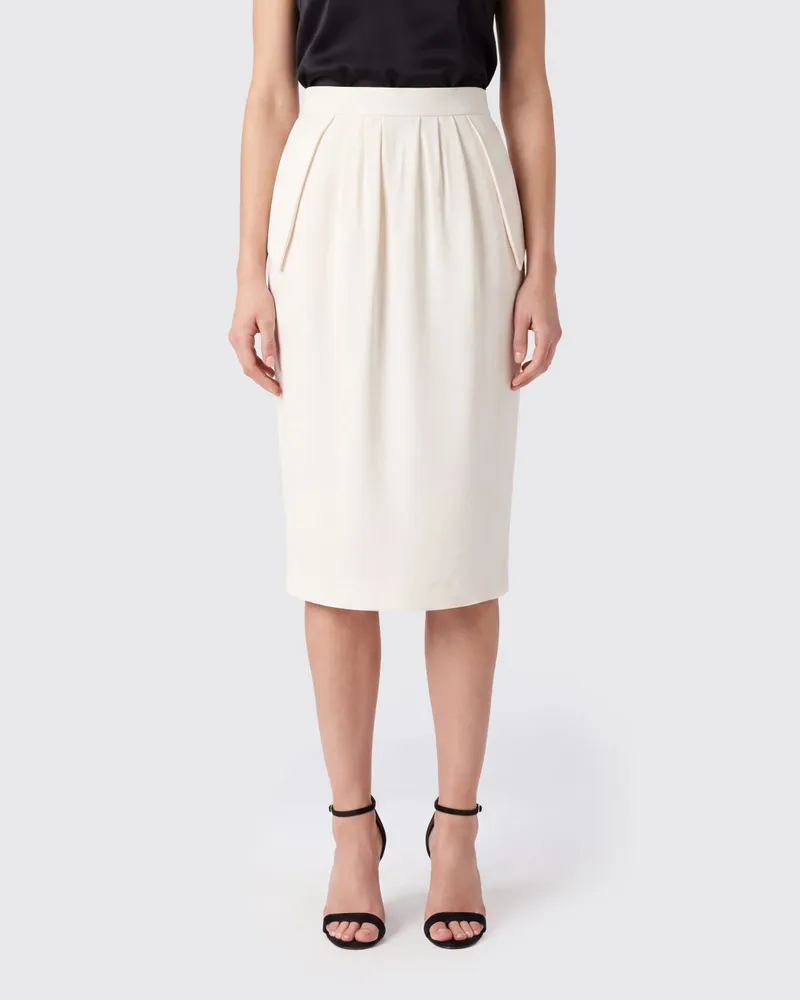 Stella McCartney Hoch taillierter Midi-Bleistiftrock aus Crêpe mit Abnähern Weiß