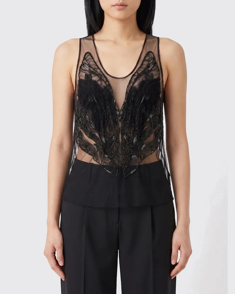 Elisabetta Franchi Besticktes Tüll Top Schwarz