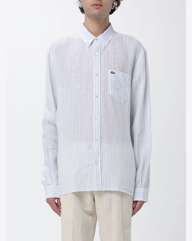 Lacoste Gestreiftes Leinenhemd in Relaxed Fit mit Button-Down-Kragen Fa01