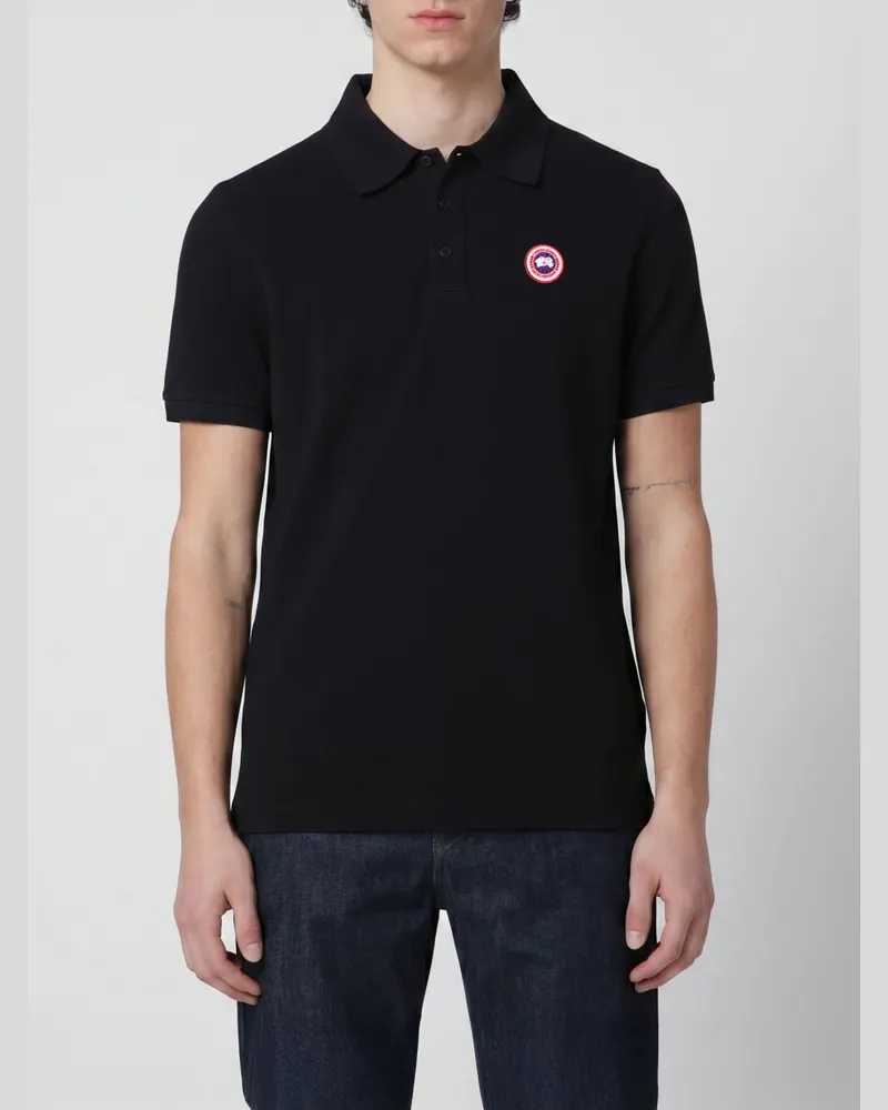 Canada Goose Logo-Baumwoll-Poloshirt Schwarz