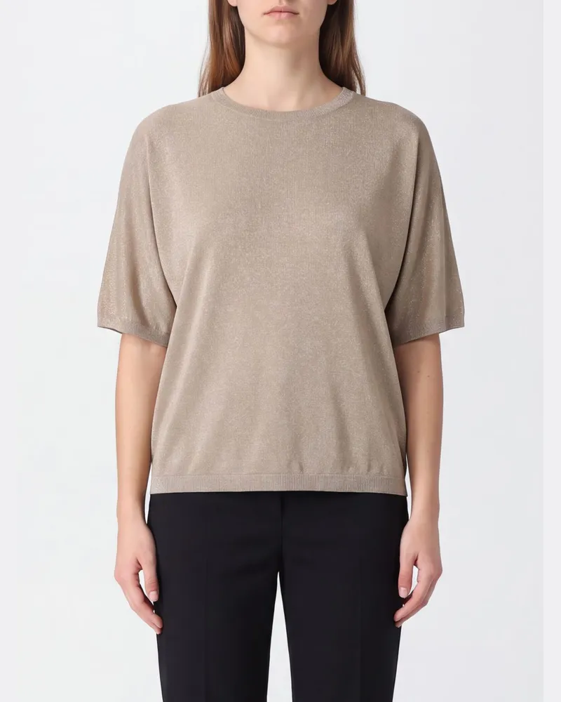 Brunello Cucinelli Locker geschnittener Pullover mit Rundhalsausschnitt aus Kaschmir und Seide Braun
