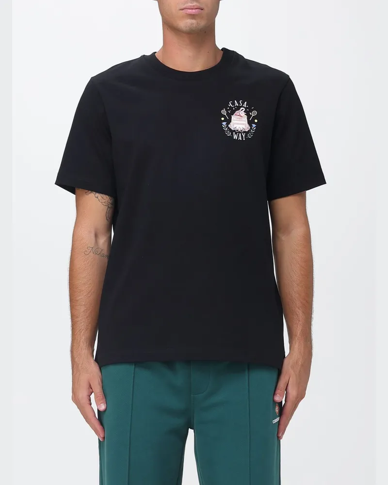 Casablanca Paris Rundhals-T-Shirt aus Bio-Baumwolle mit Logo-Print Schwarz