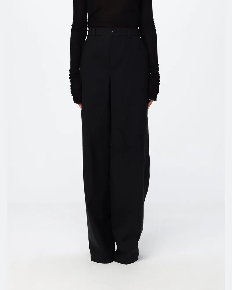 Rick Owens High-Waist Wide-Leg Chino-Hose aus Wolle Schwarz